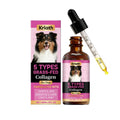 Dog Collagen Drops 60ml bottle with dropper, containing collagen types I II III V X, glucosamine, chondroitin, MSM, and probiotics