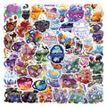 Pack of 50 colourful tea cup graffiti waterproof stickers in Nordic style for DIY luggage and scooter decoration.