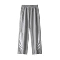 Men's black straight-leg summer trousers with an elastic waistband on a plus-size model