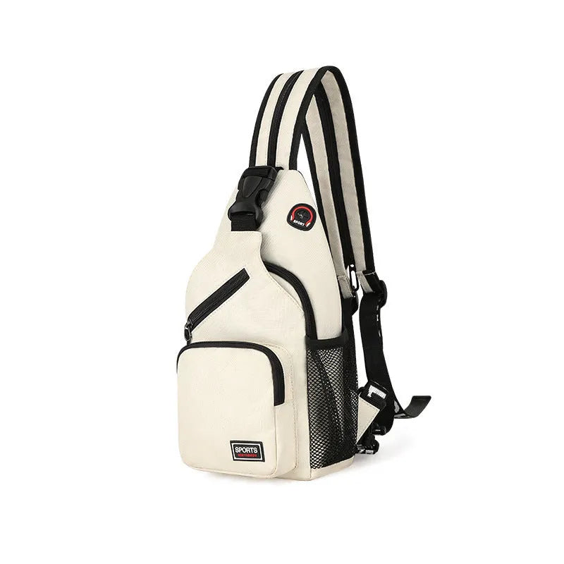Hot Sports women's multifunctional Oxford cloth chest shoulder bag in solid colour with zip closure and car stitching detail