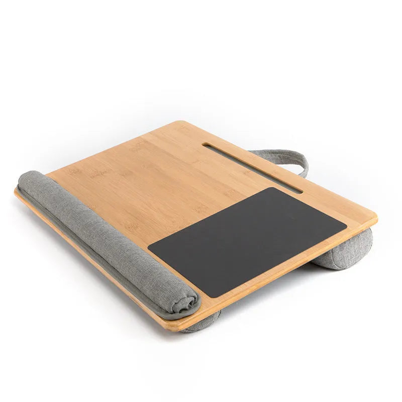 Lazy sofa lap computer desk in bamboo and fabric Japanese style with card slot and two size options