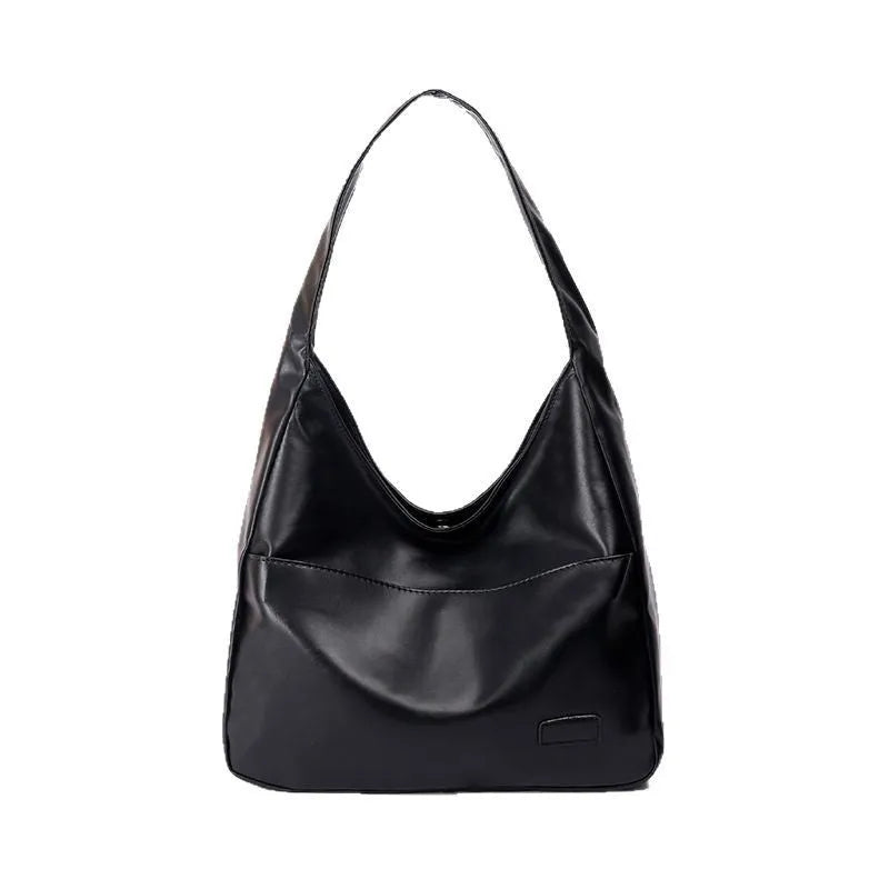Women's retro style PU leather shoulder bag in horizontal square shape with single strap
