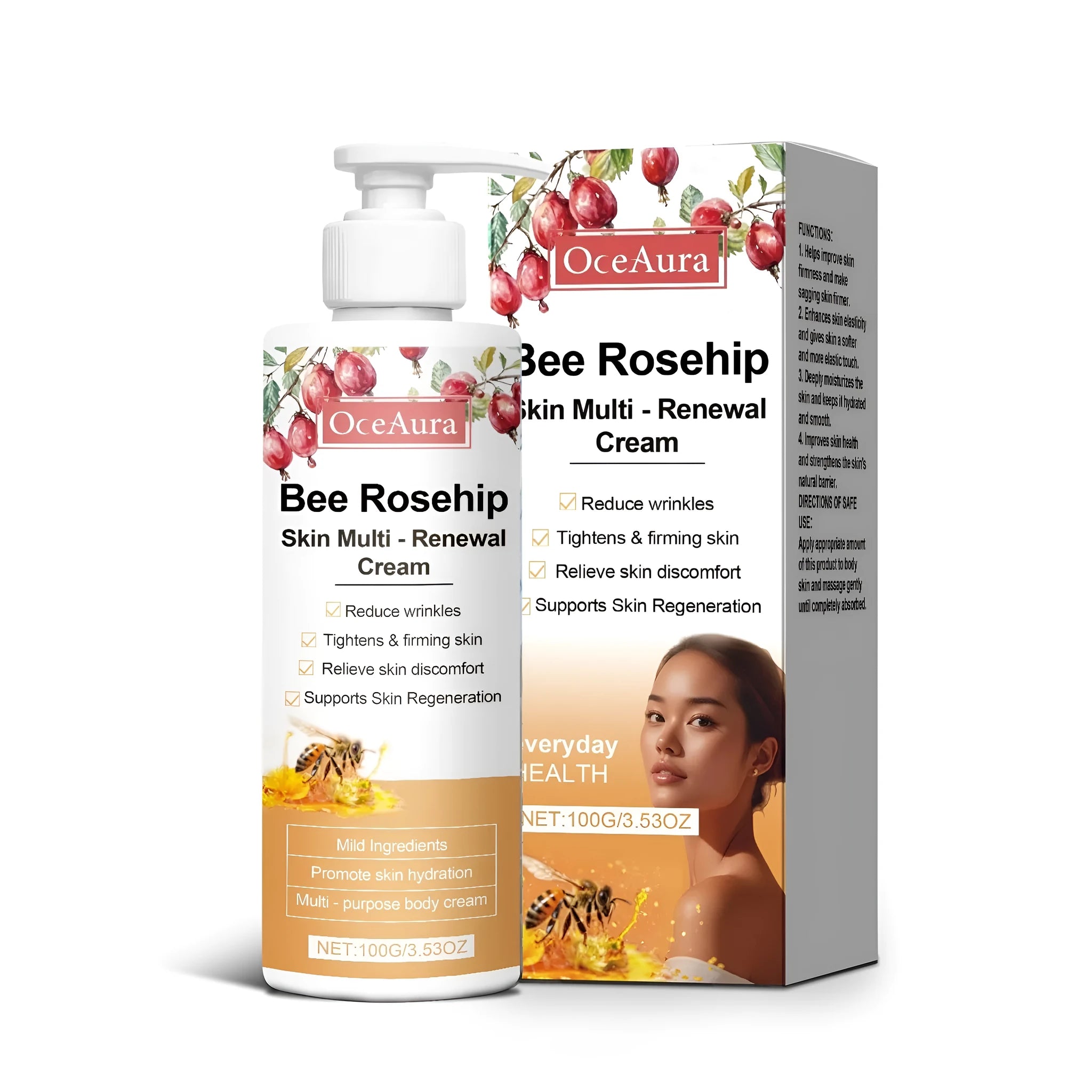 100g Multi Effect Skin Repair Cream container with collagen, nicotinamide and bee venom ingredients