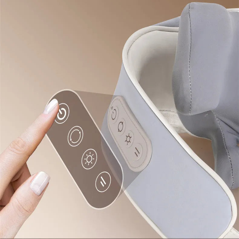Rechargeable cervical neck massage shawl with six massage heads and hot compress, dark grey colour