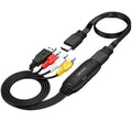 HDMI to AV converter cable with 110cm length showing HDMI connector and AV output options