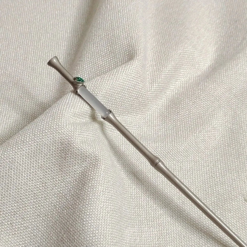 Alloy leaf-shaped hairpin with electroplated finish, style 5365, on neutral background