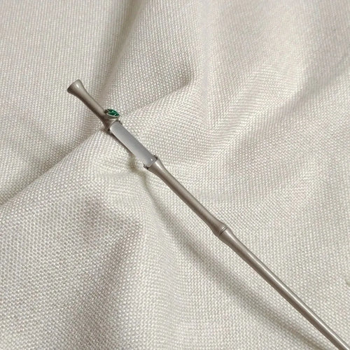 Alloy leaf-shaped hairpin with electroplated finish, style 5365, on neutral background
