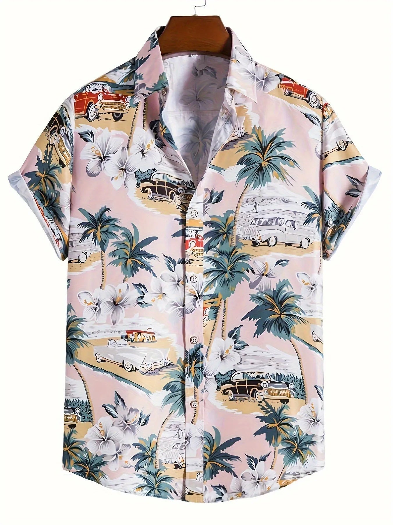 Men's floral pattern short sleeve shirt with loose cardigan fit for summer casual wear