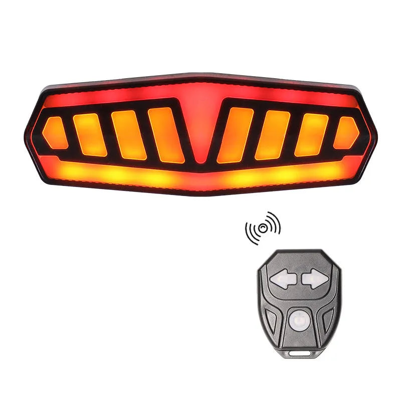 Remote control steering bicycle taillight with wireless operation and multiple warning light modes