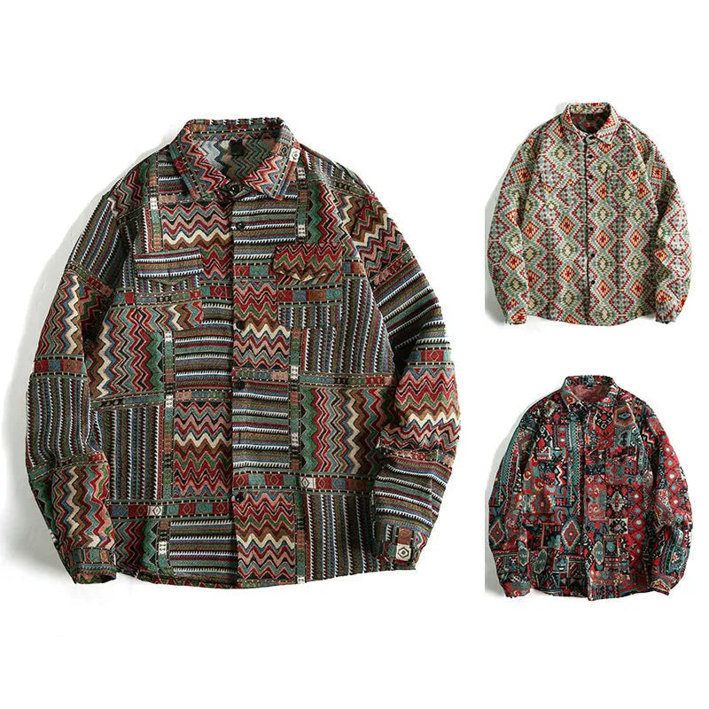 Men's jacquard pattern long sleeve polyester cardigan in slim fit, available in multiple colours and sizes