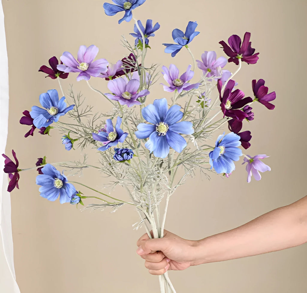 Small Persian chrysanthemum fake bouquet photography prop in multiple colours plastic and silk flower construction