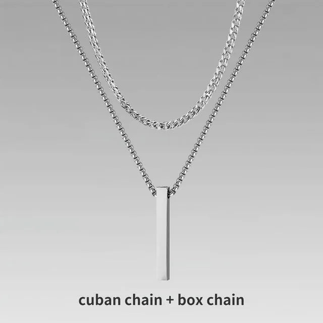 Crystal necklace for men with alloy silver pad finish in European American style