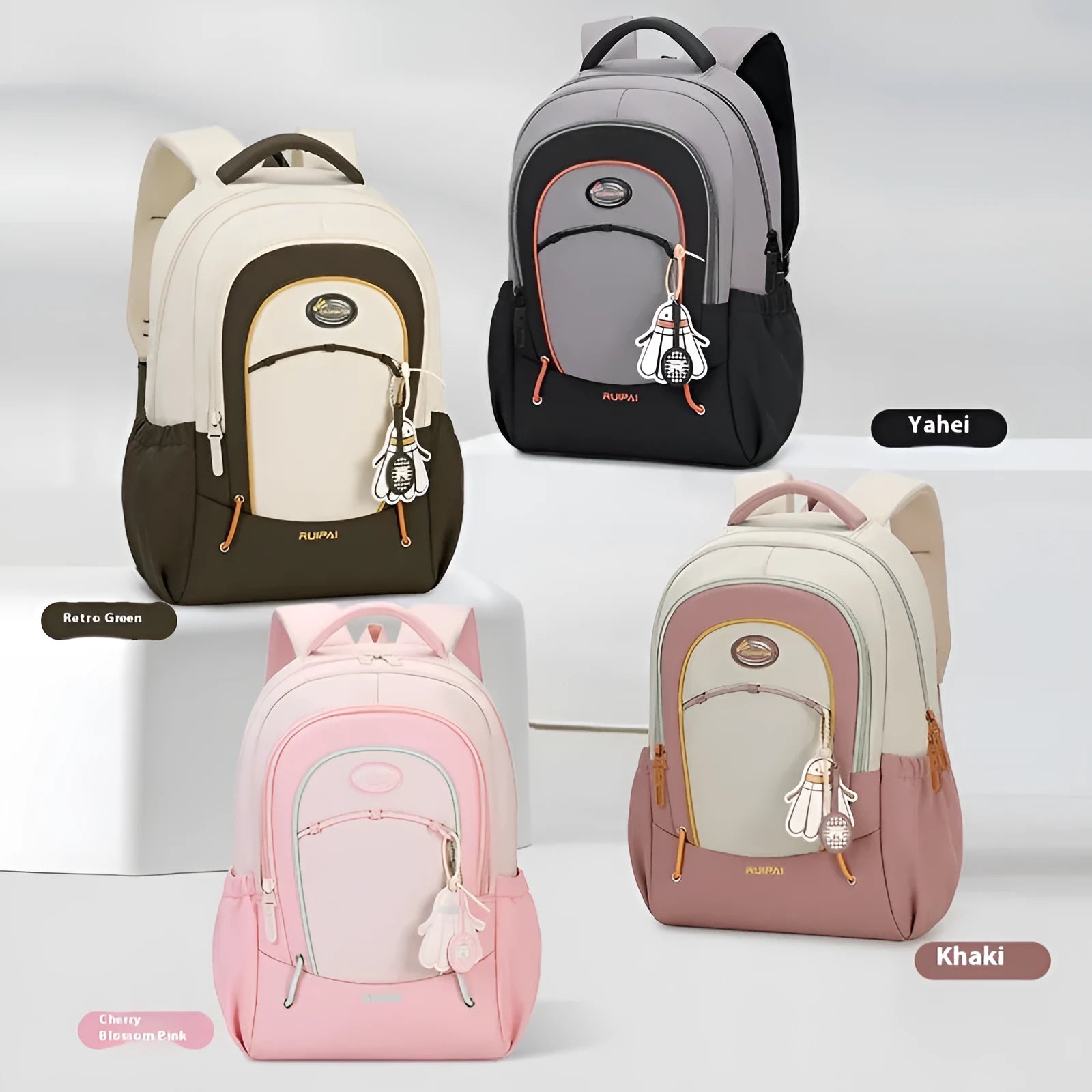 Large capacity travel backpack with curved shoulder straps in four colour options