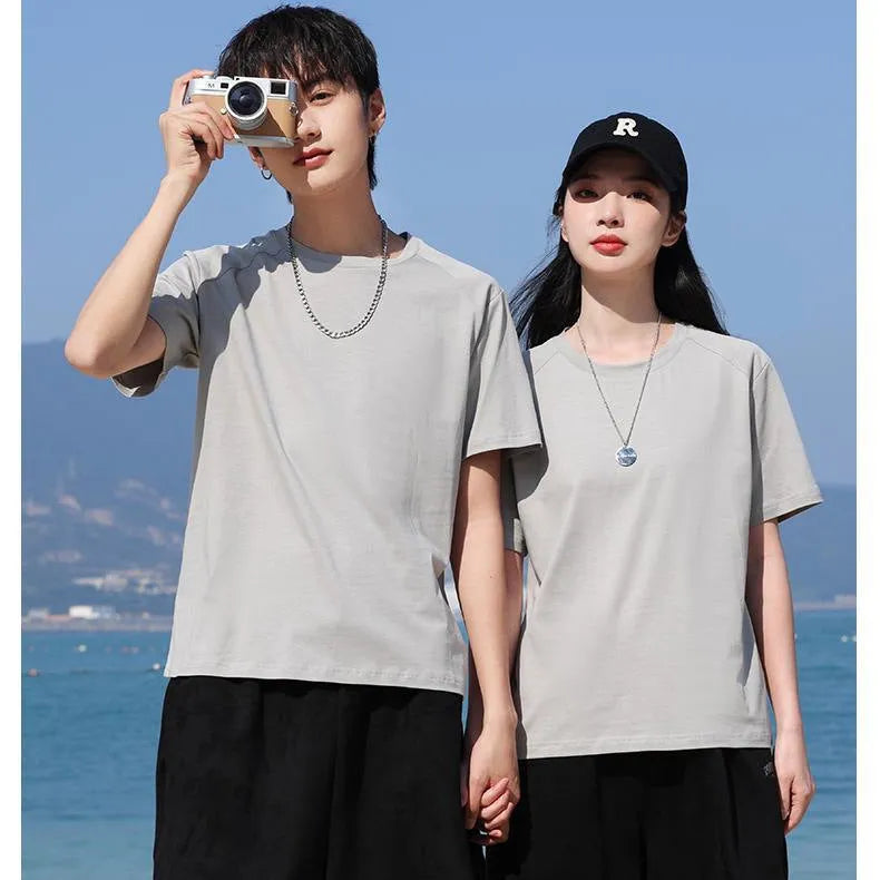 Men's pure cotton straight cut short sleeve t-shirt in solid colour