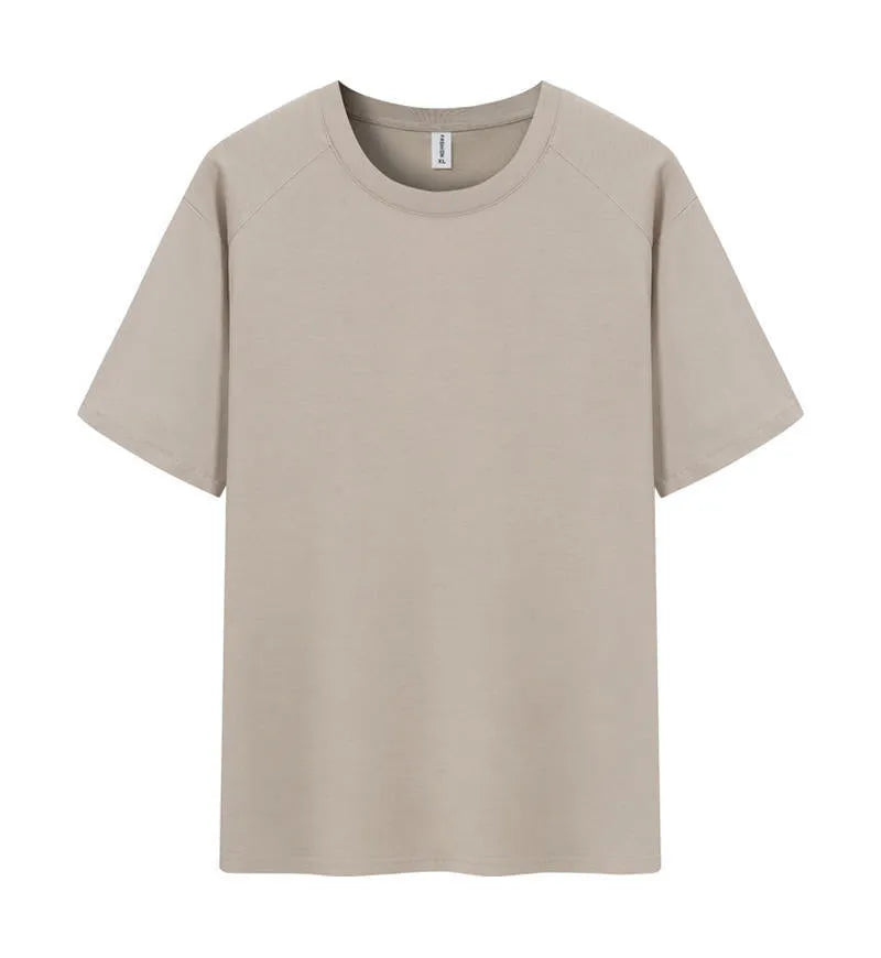 Men's pure cotton straight cut short sleeve t-shirt in solid colour