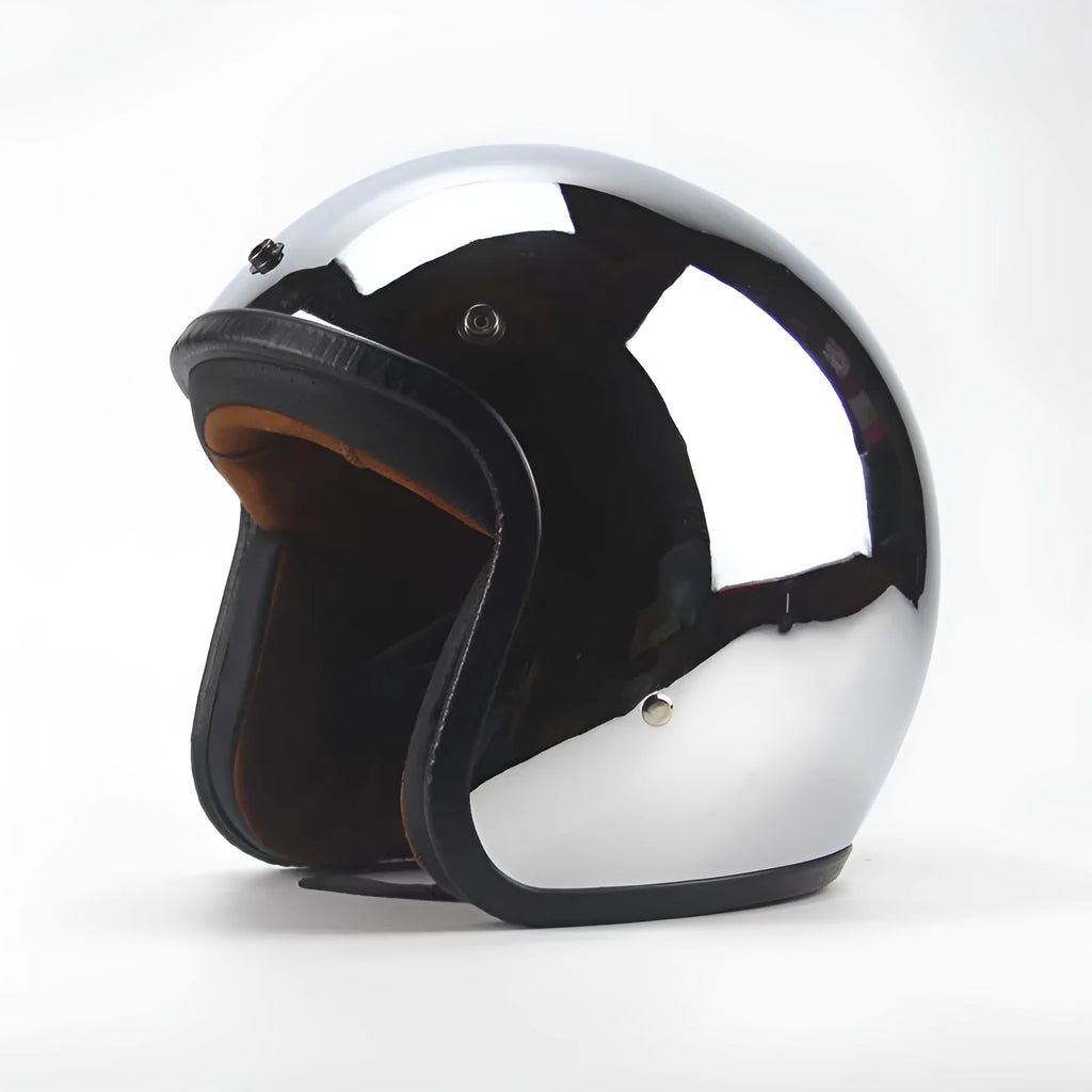Retro battery electric vehicle helmet with reflective visor in multiple colours and sizes