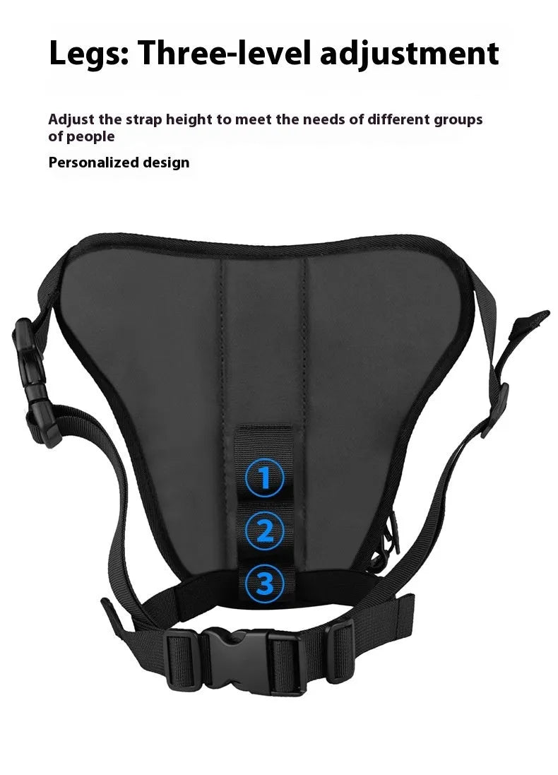 Devil Race Motorcycle Leg Bag in black, 4L capacity, polyester Oxford cloth with PC shell, 28x25x10cm