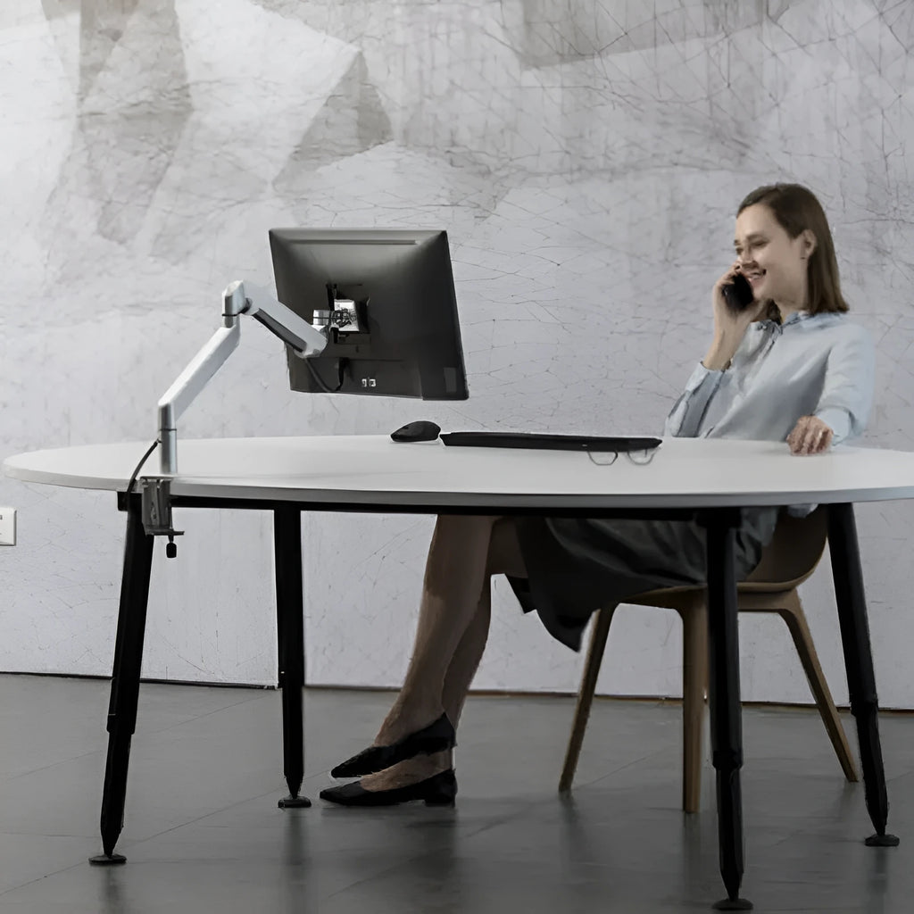 Free Hover Notebook Air Pressure Arm Bracket aluminium alloy adjustable stand in silver on desk