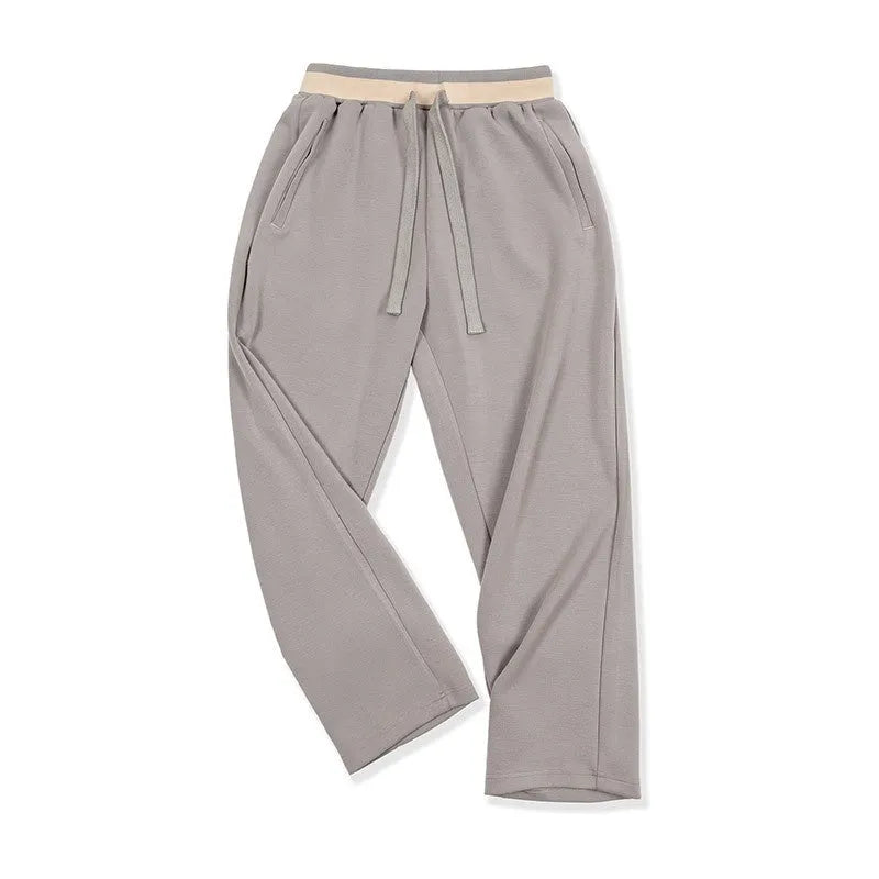 Men's casual air layer sweatpants in gray polyester, loose straight-leg elastic waist design
