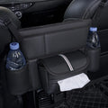 Interseat storage bag 38x24x15cm leather car tissue holder between seats black