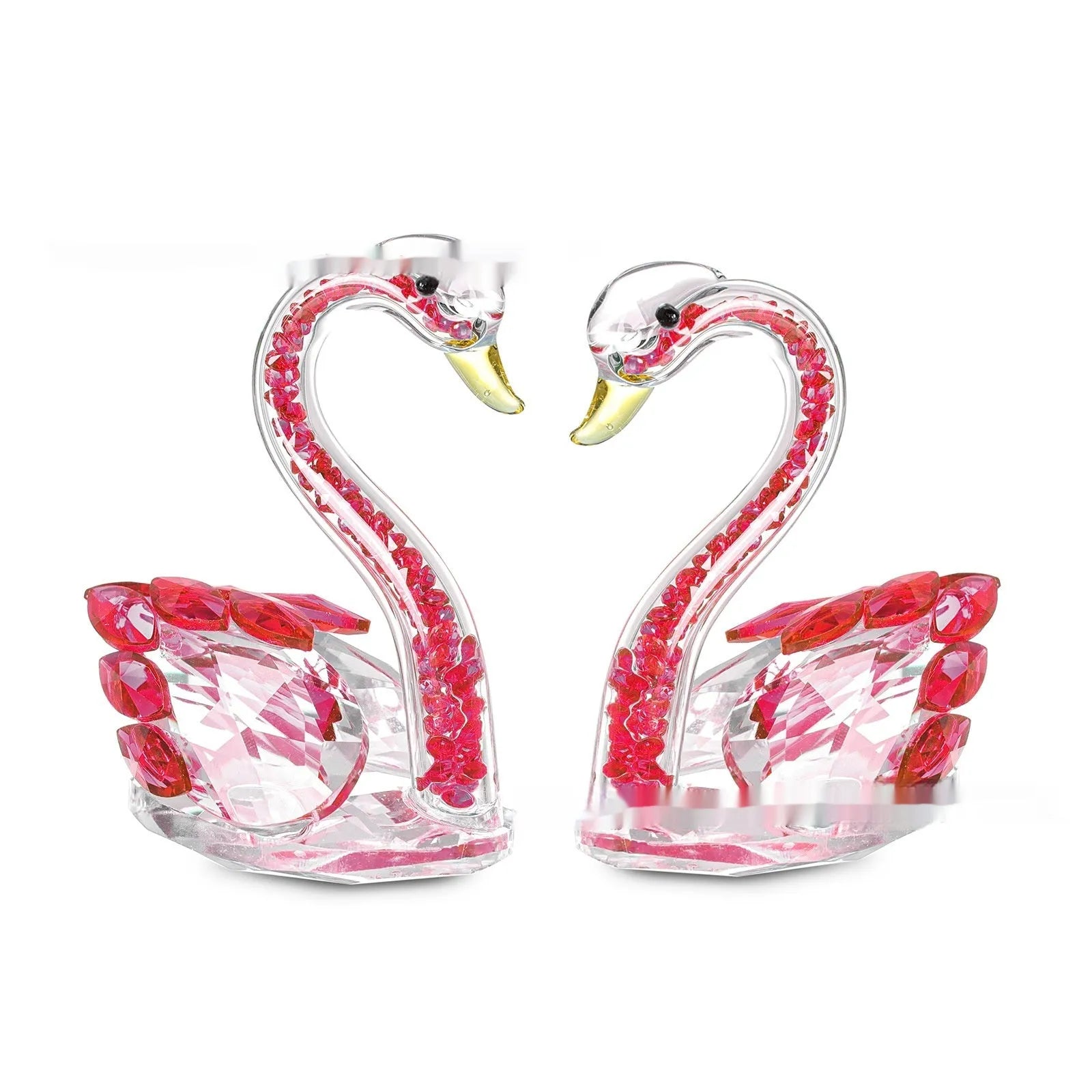 Crystal swan desktop decoration in red, blue, pink, or purple colours