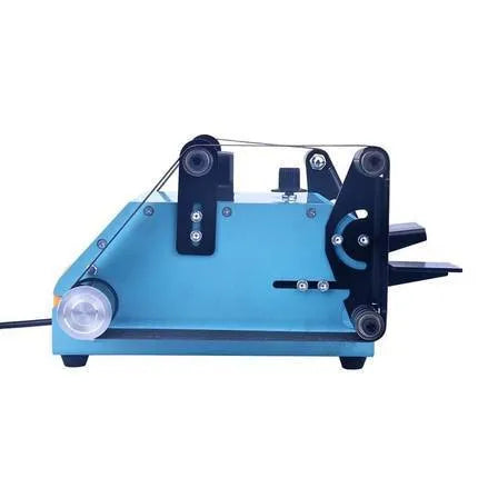 Blue desktop dual-axis belt sander with a 40x680mm abrasive belt, variable speed control, and compact design.