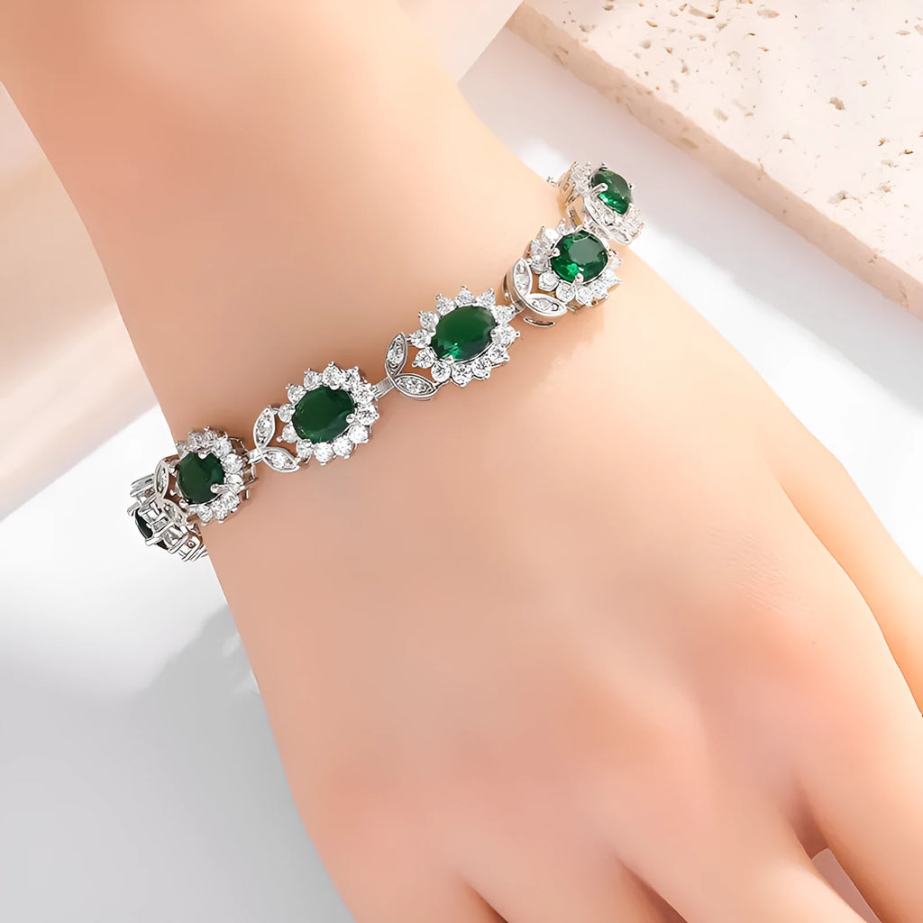 Simple zircon bracelet for women with electroplating finish in gemstone colour variations
