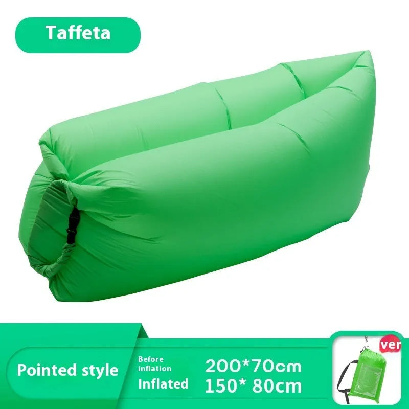 Inflatable lazy sofa in outdoor setting with colourful design options