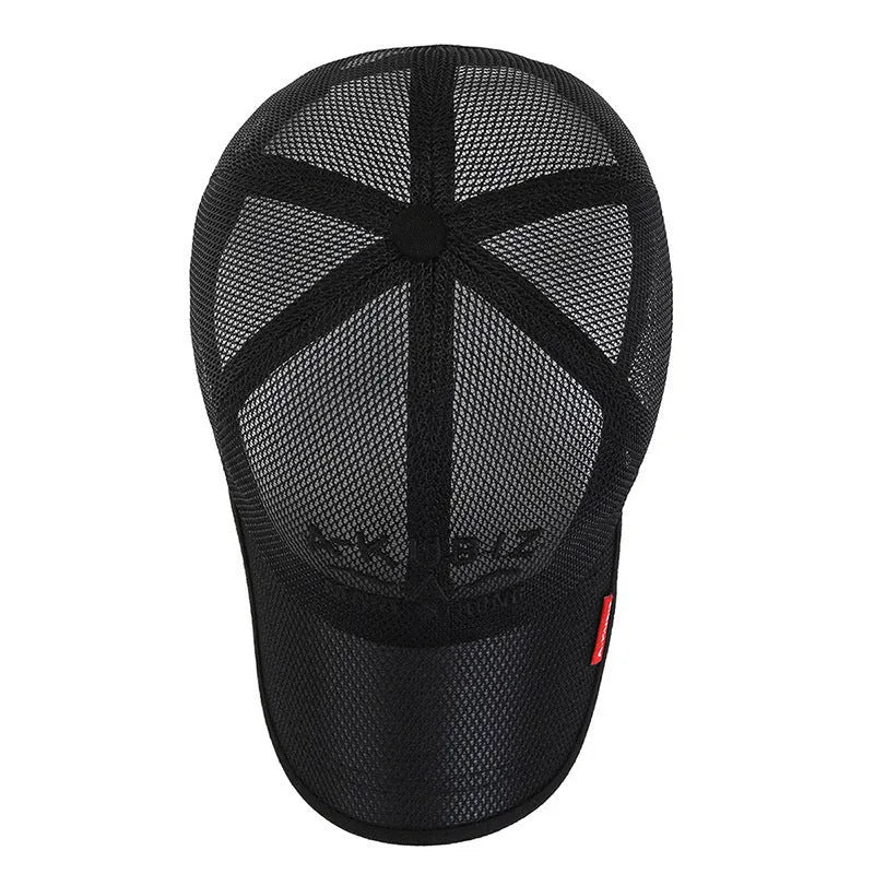 Men's adjustable cotton mesh baseball cap in dome crown style for summer