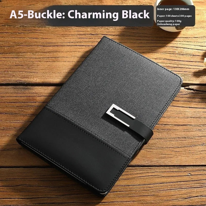 A5 soft leather notebook in business brown colour with wood-free paper pages