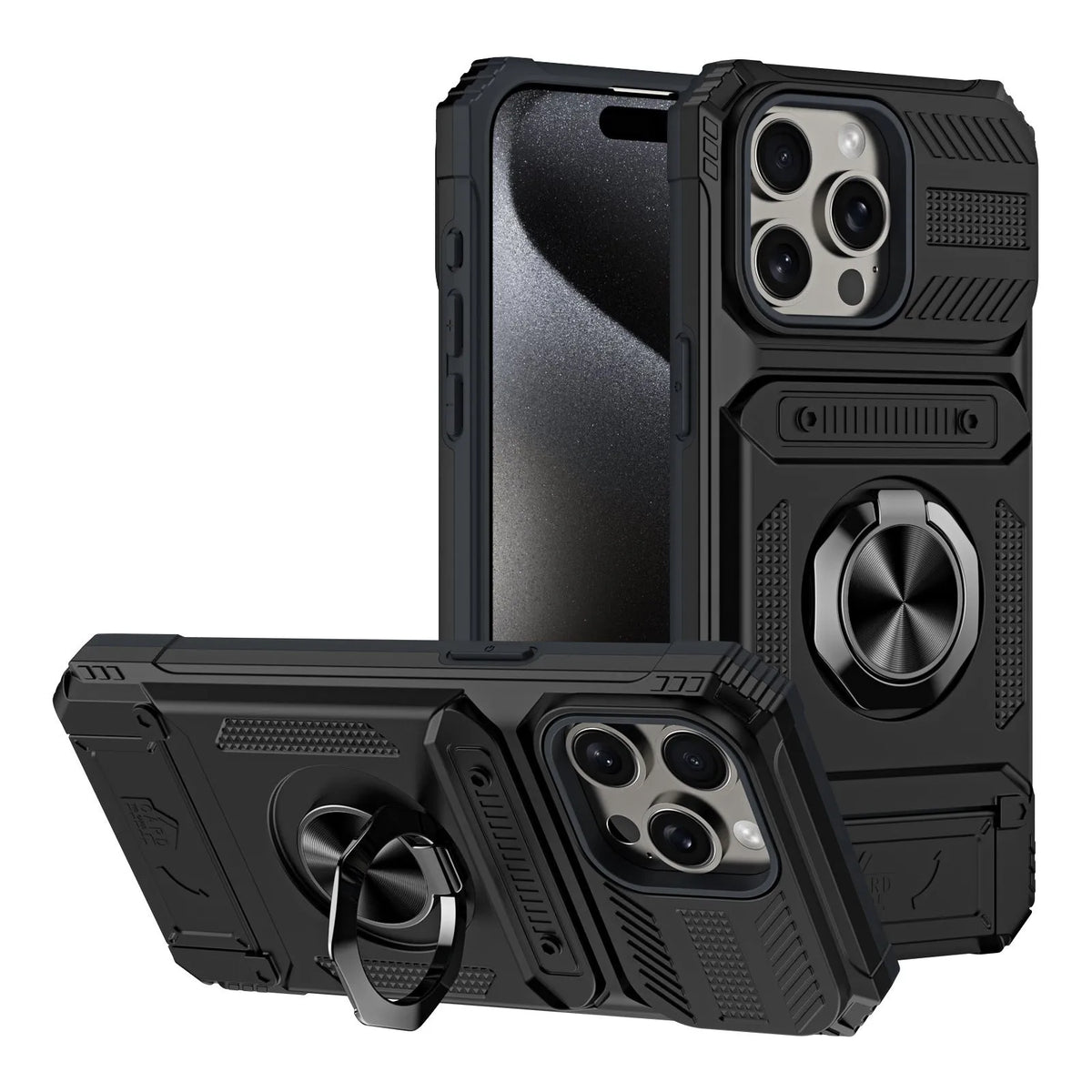 Multifunctional phone case with hidden card slot, bracket, and magnetic suction for iPhone in a range of colours including black and pink