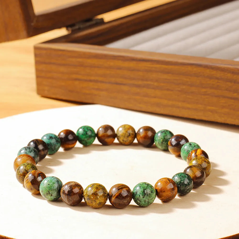 Handmade Tigereye fortune bracelet with natural stone in flower shape, colour L1805