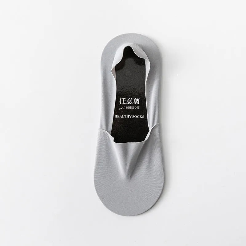 Men's seamless low-cut ankle socks in ice silk fabric with pure cotton bottom section