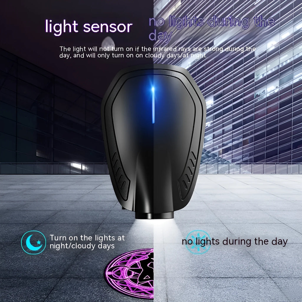 F2 car atmosphere light laser projector in bright black finish with ABS housing, 5V USB powered