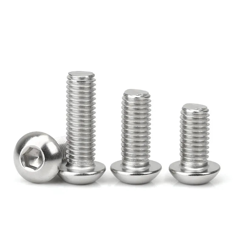 Stainless steel half round head pan head hexagon screw with hexagon drive and whitewash finish