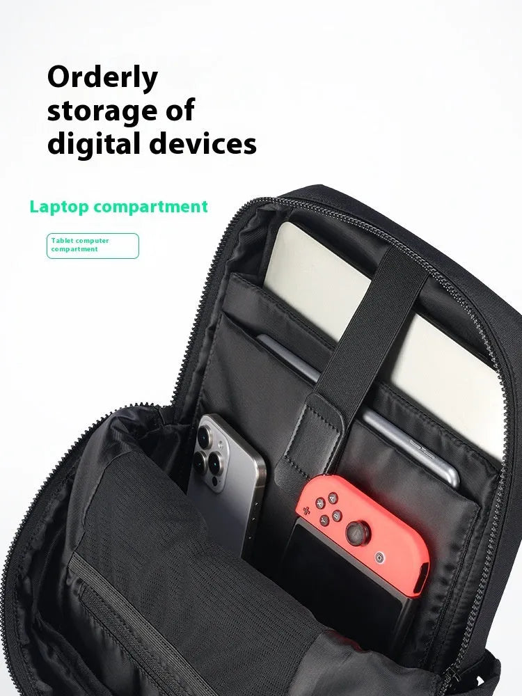 Elegant black Oxford cloth computer backpack with a capacity of 20-35 litres.