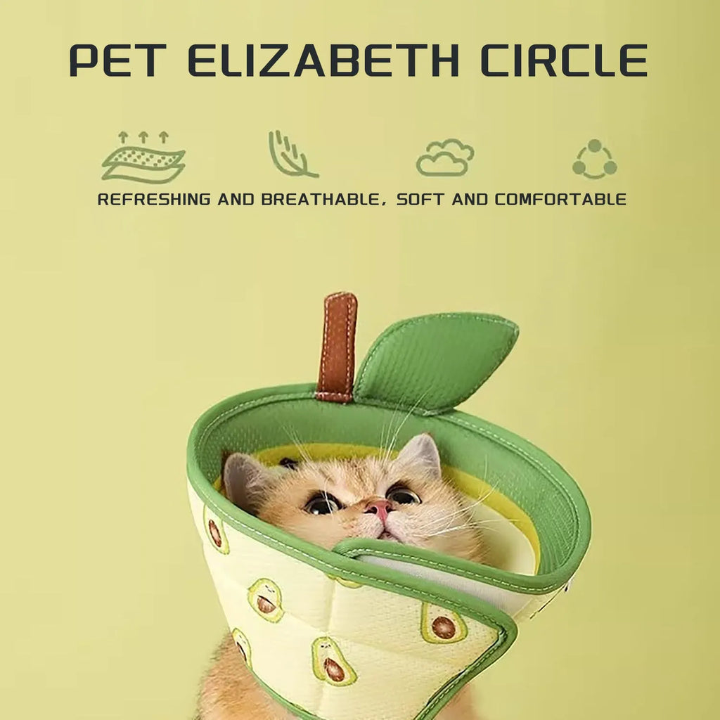 Soft EPE fabric cat recovery collar with adjustable strap and folding edge design