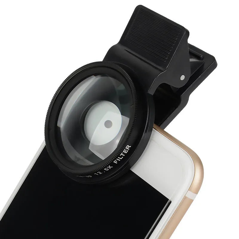 12.5x magnification smartphone macro lens with 37mm diameter and aluminum alloy frame