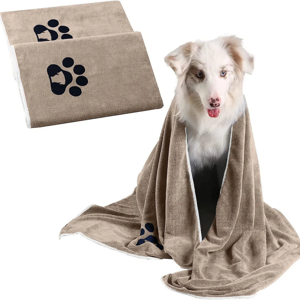 Brown ultra-fine fiber pet towel for dogs, water absorbing and quick drying, size 35x75cm