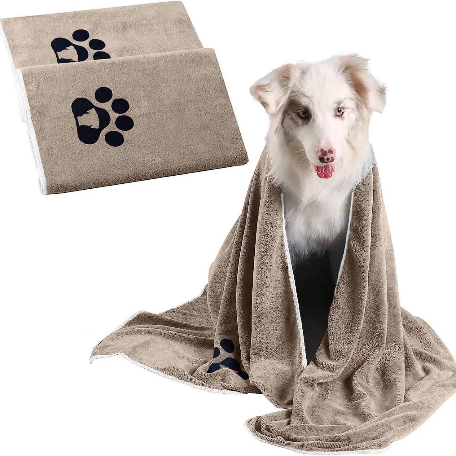 Brown ultra-fine fiber pet towel for dogs, water absorbing and quick drying, size 35x75cm