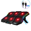 Ice Magic 6 notebook cooling pad with six black fans in a red and black plastic chassis