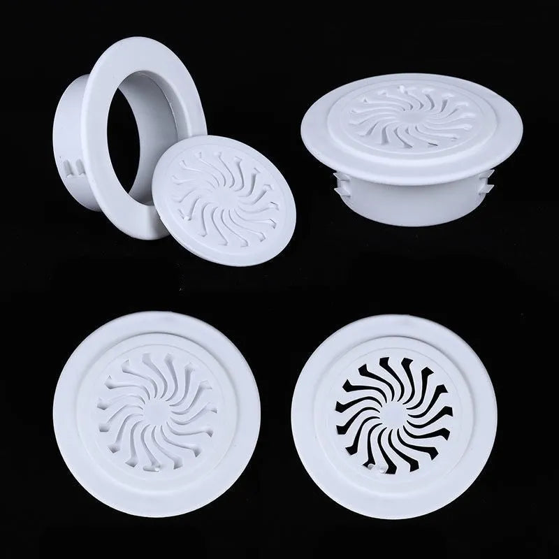 Plastic air conditioning hole cover kit with blocking caps, vent covers, and sealing glue.