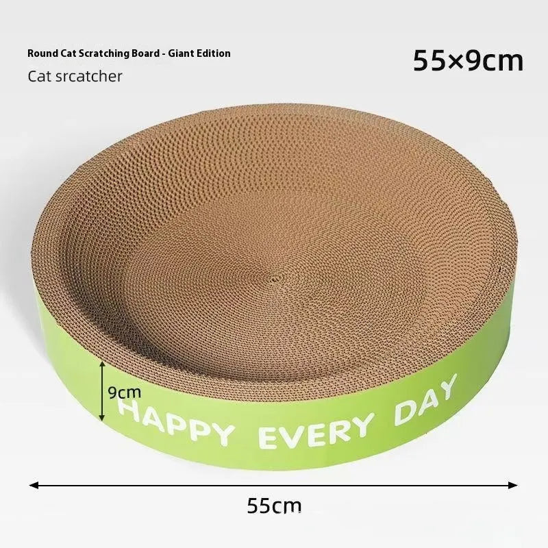 Green round cat nest bed with sisal rope scratching surface and central fabric bed in 50cm size.