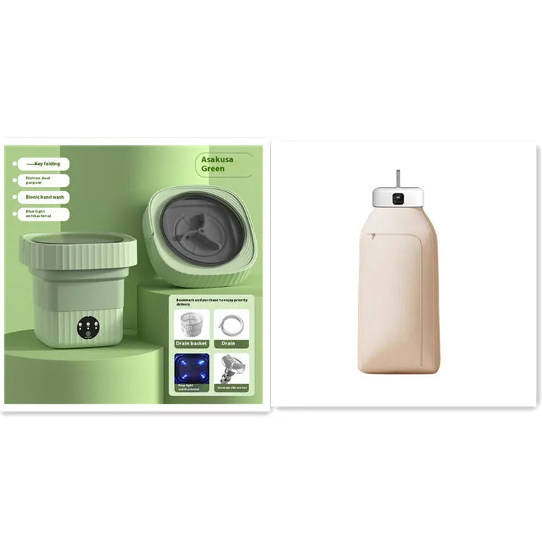 White cylindrical smart laundry drier with remote control for dormitory quick-drying and foldable storage