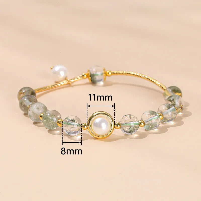 Crystal agate bracelet with round natural gemstone beads in fruit, bow and animal shapes