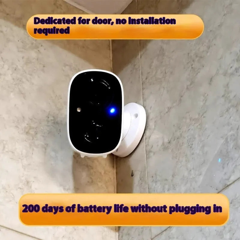 Wireless indoor surveillance camera with compact design and integrated mounting bracket