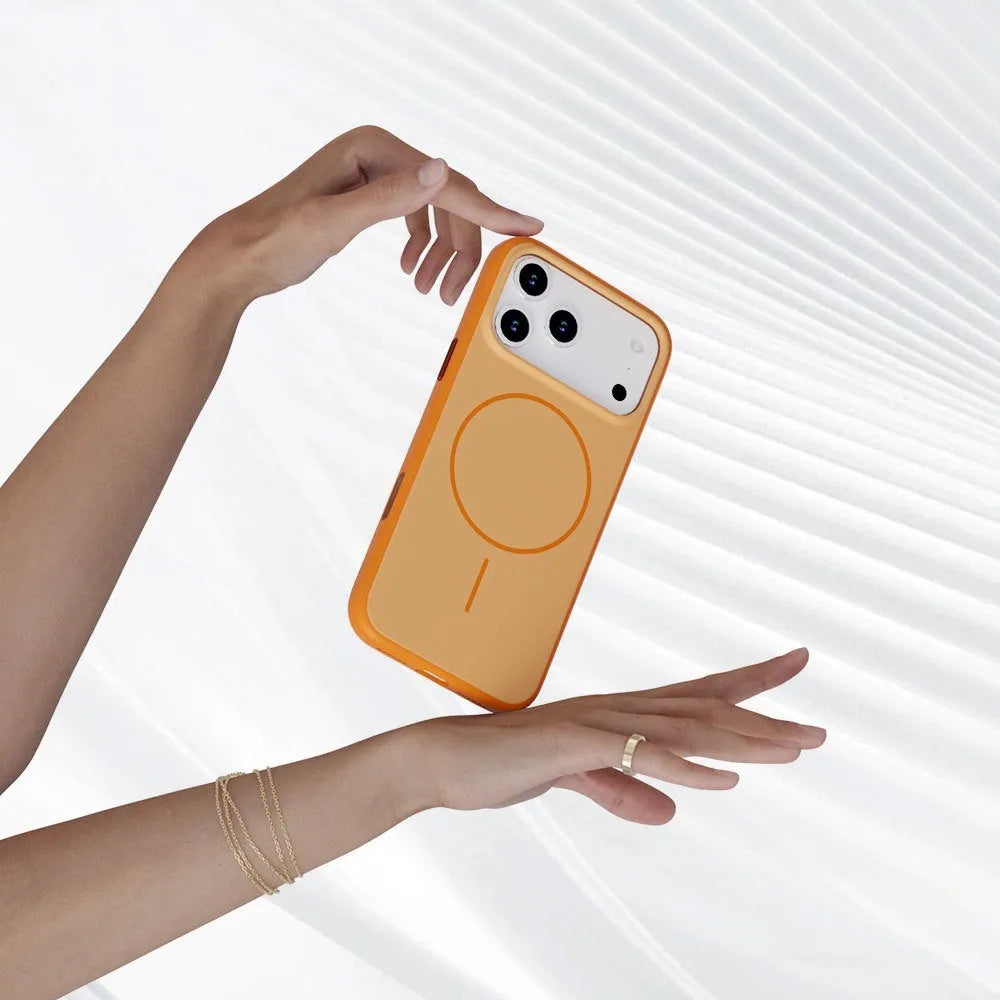 Matte magnetic silicone phone case for iPhone 17 series, available in black, blue, white, orange, dark night green, gold