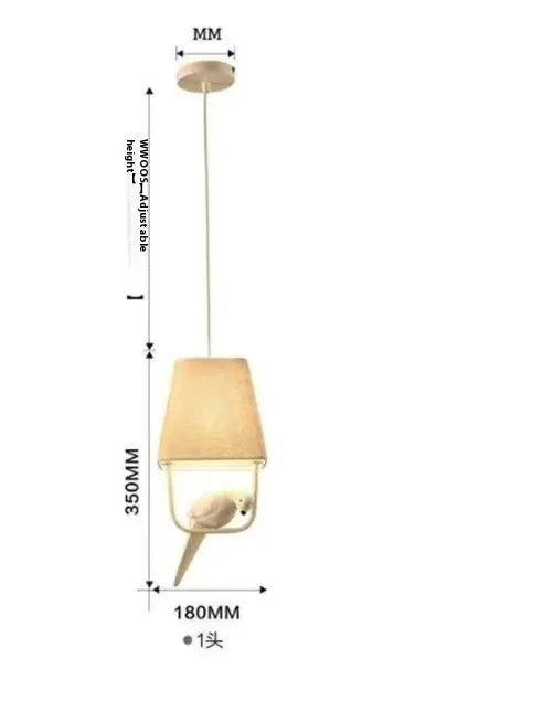 Bird design fabric chandelier ceiling lamp with iron frame hanging from a cord