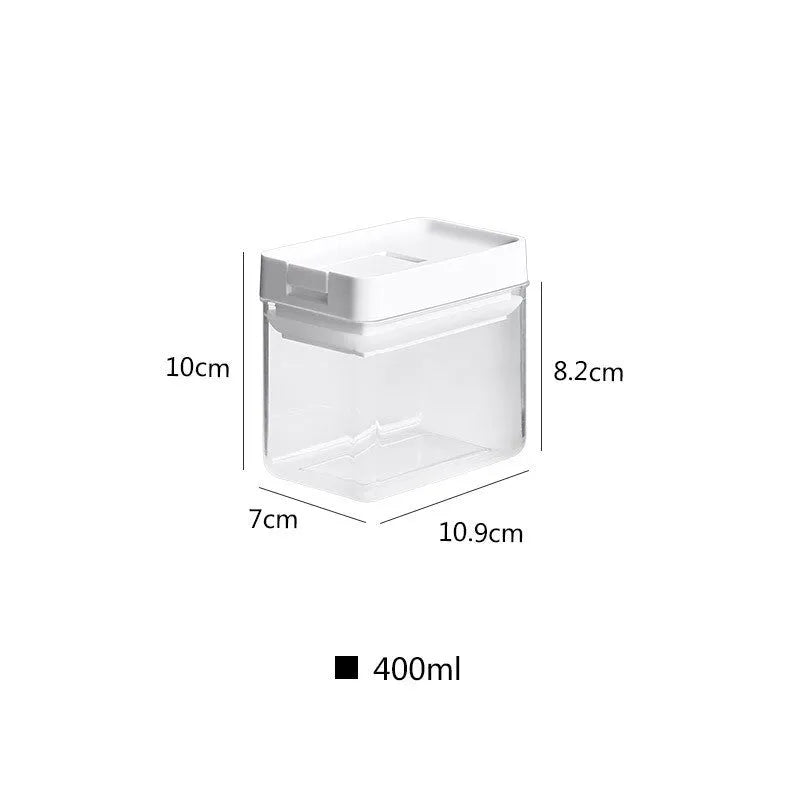 White Japanese-style transparent 400ml food storage container for whole grains