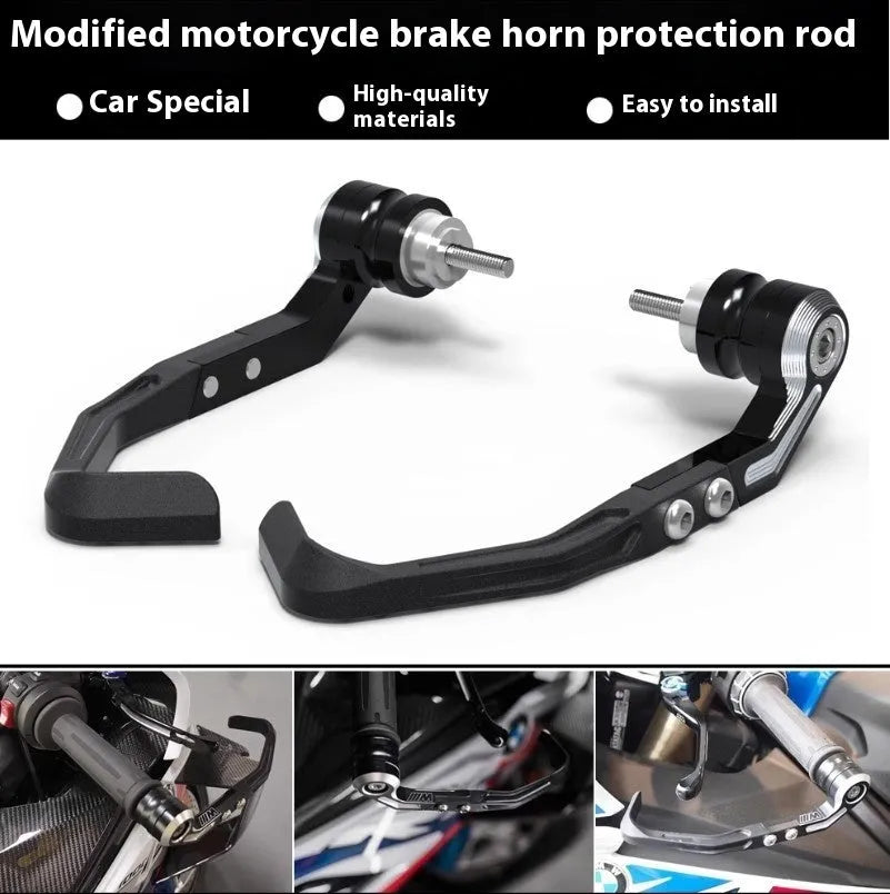 Black and grey CNC machined anti-slide protection pads for CBR650 brake horn guard bar.